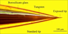 Standard-tip tungsten microelectrode photomicrograph